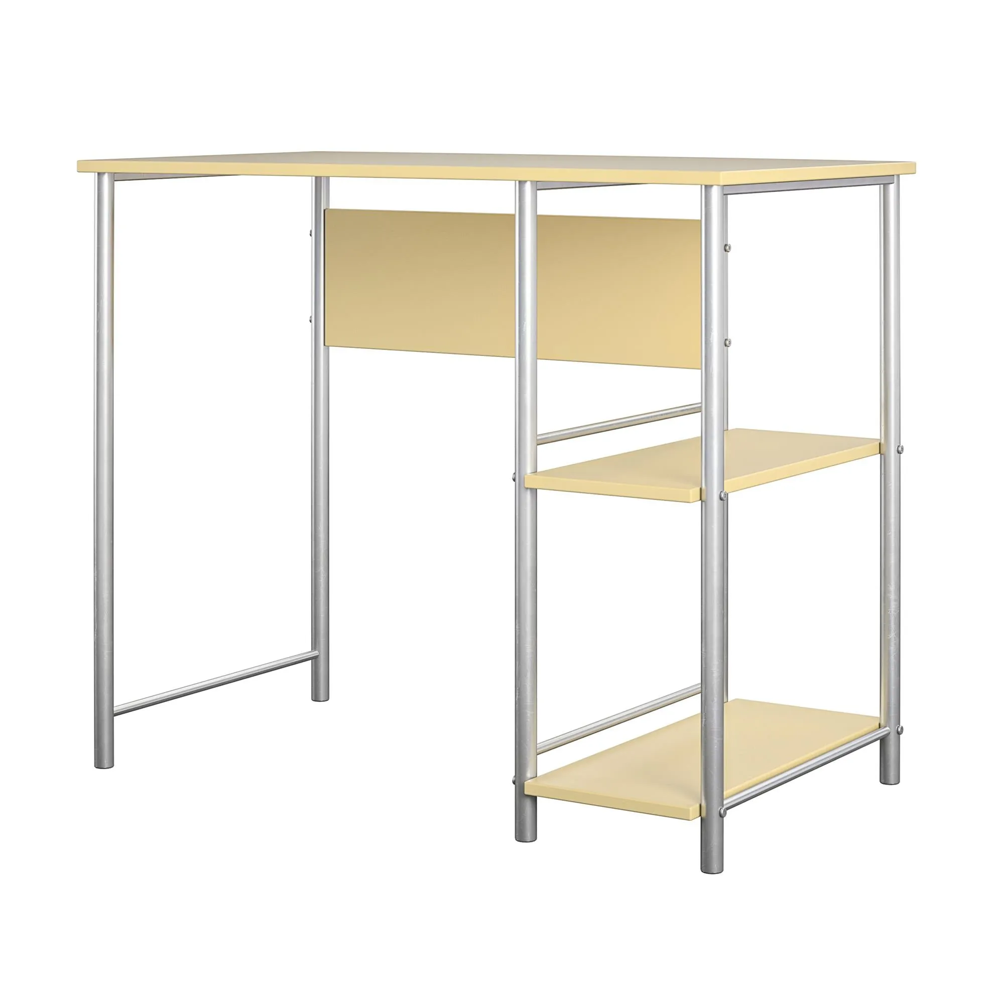 Meridian Metal Computer Desk With 2 Side Storage Shelves