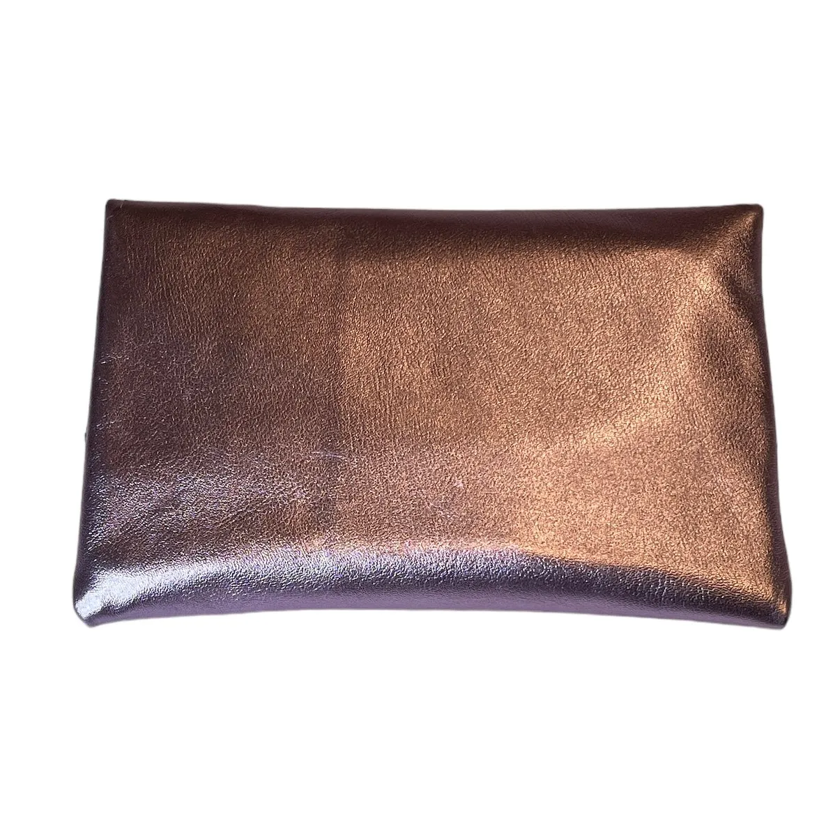 Metallic Blush Leather Crossbody with Beaded Strap