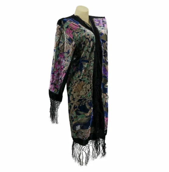 Morgana Lady of the Night Black Velvet Burnout Kimono