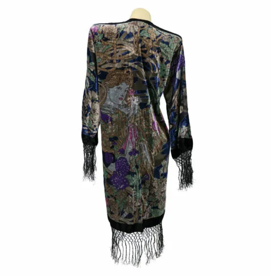 Morgana Lady of the Night Black Velvet Burnout Kimono