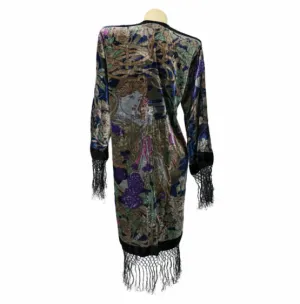 Morgana Lady of the Night Black Velvet Burnout Kimono