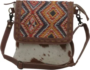 Myra Bag Western Canvas Crossbody Handbag for Women - Upcycled Leather Boho Shoulder Bag Hazelnut Touch