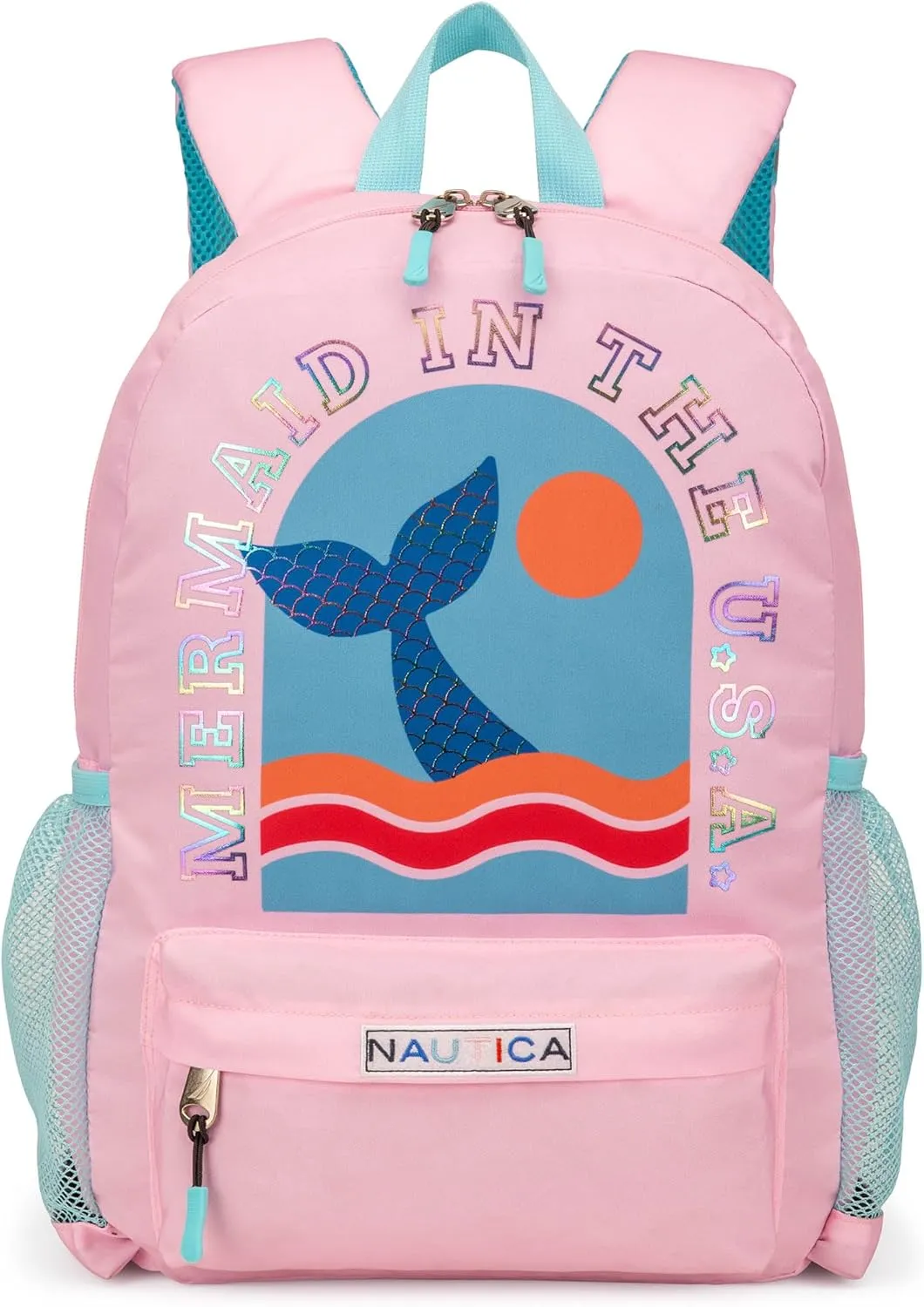 Nautica Kids Backpack for School | Kindergarten Elementary Kids Backpack | 16" Tall | Mermaid Tail