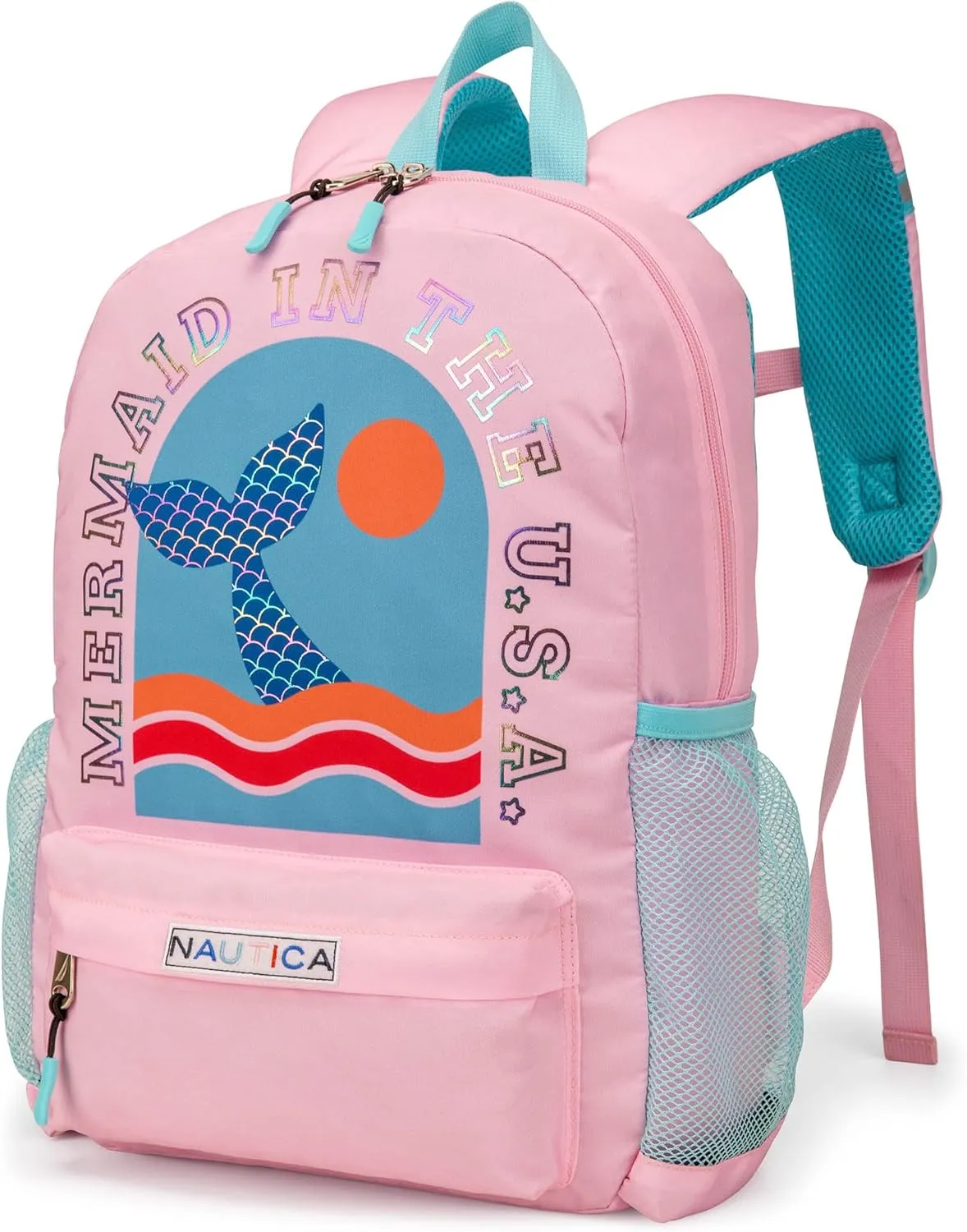Nautica Kids Backpack for School | Kindergarten Elementary Kids Backpack | 16" Tall | Mermaid Tail