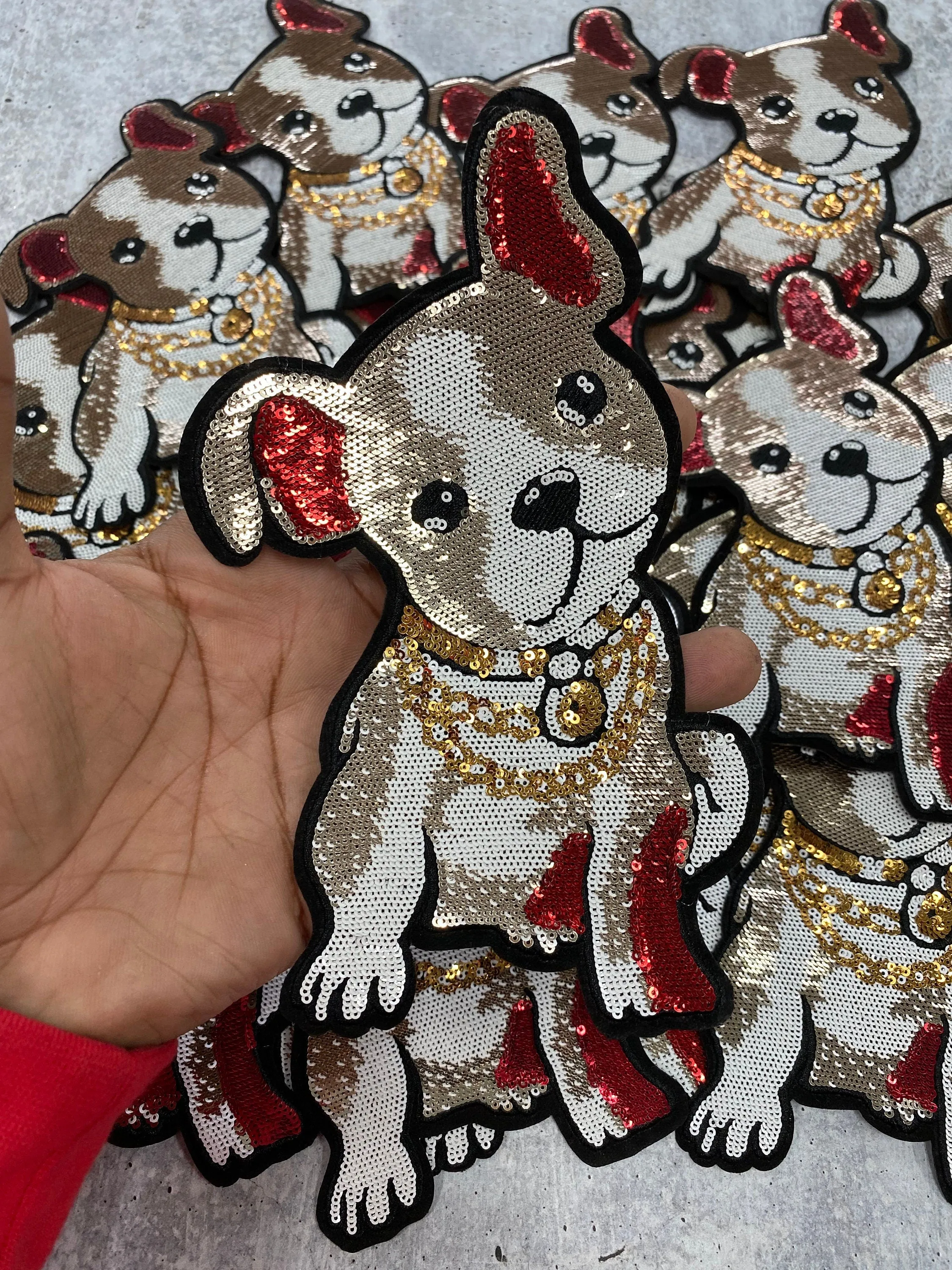 New Arrival, Cool Puppy With Chains, Iron-on Patch, Large Patch; Cool Bling Patch, DIY Applique; Vintage Patch, Animal Patch, Doggie Vest