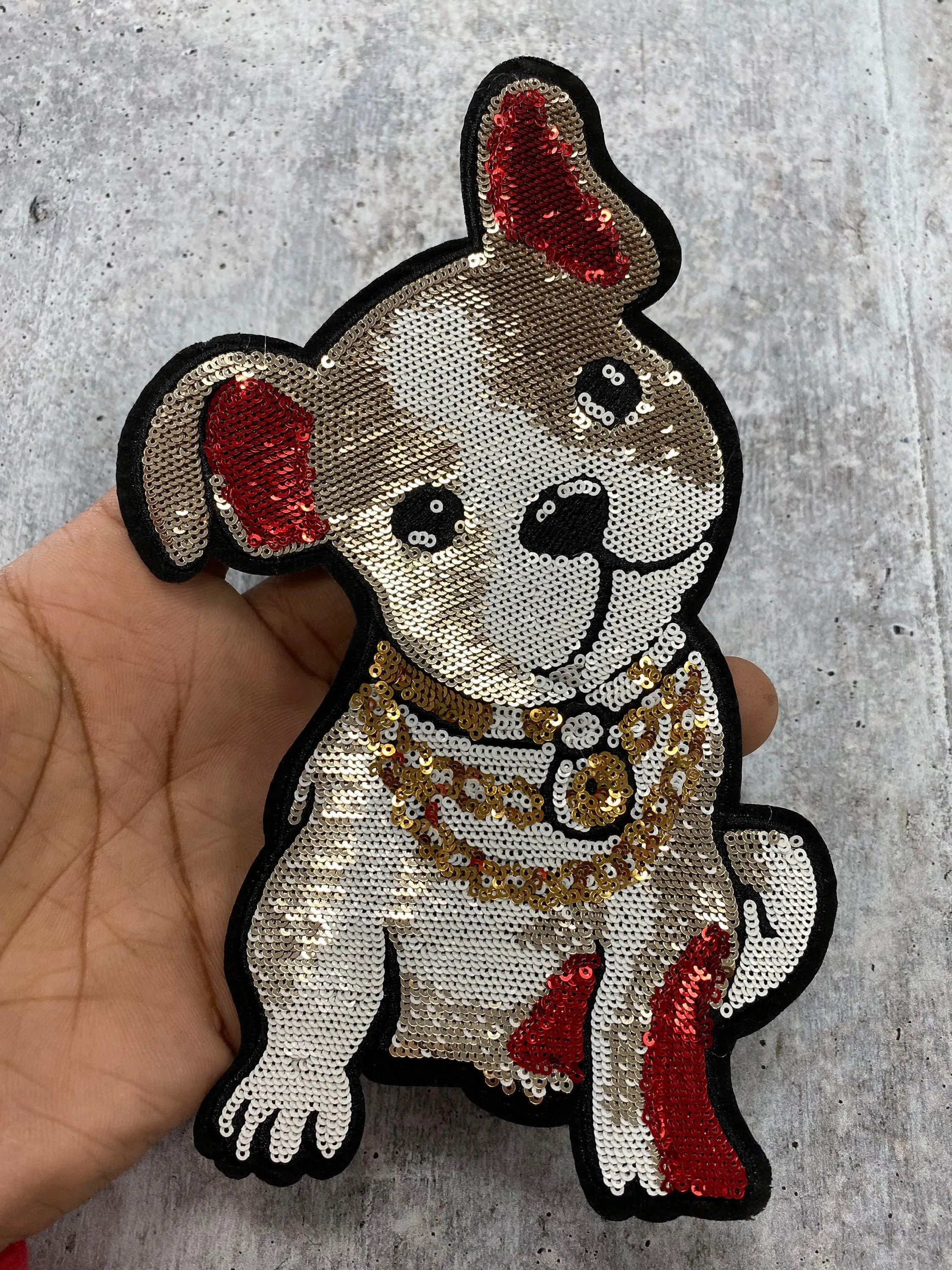 New Arrival, Cool Puppy With Chains, Iron-on Patch, Large Patch; Cool Bling Patch, DIY Applique; Vintage Patch, Animal Patch, Doggie Vest