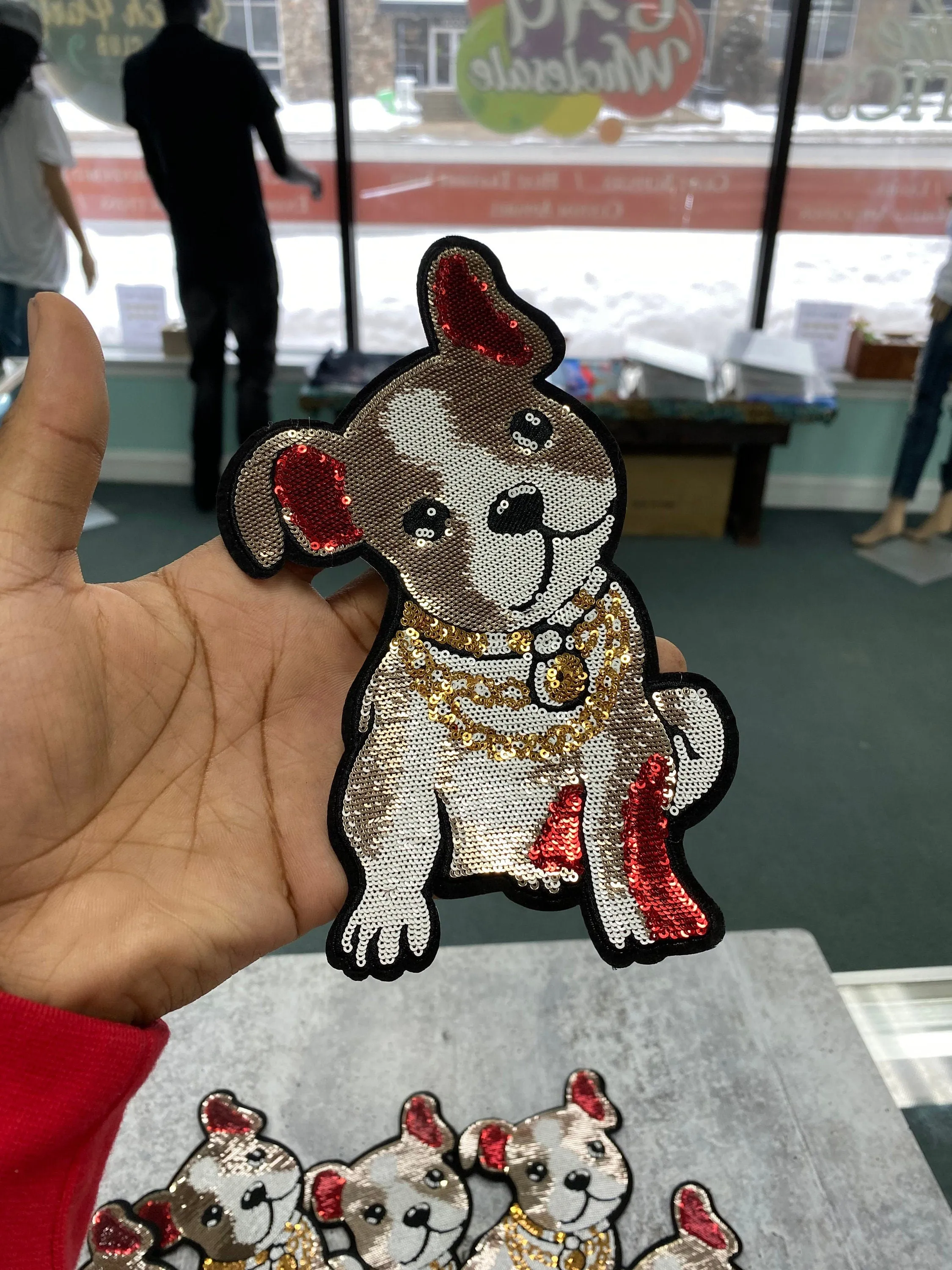 New Arrival, Cool Puppy With Chains, Iron-on Patch, Large Patch; Cool Bling Patch, DIY Applique; Vintage Patch, Animal Patch, Doggie Vest