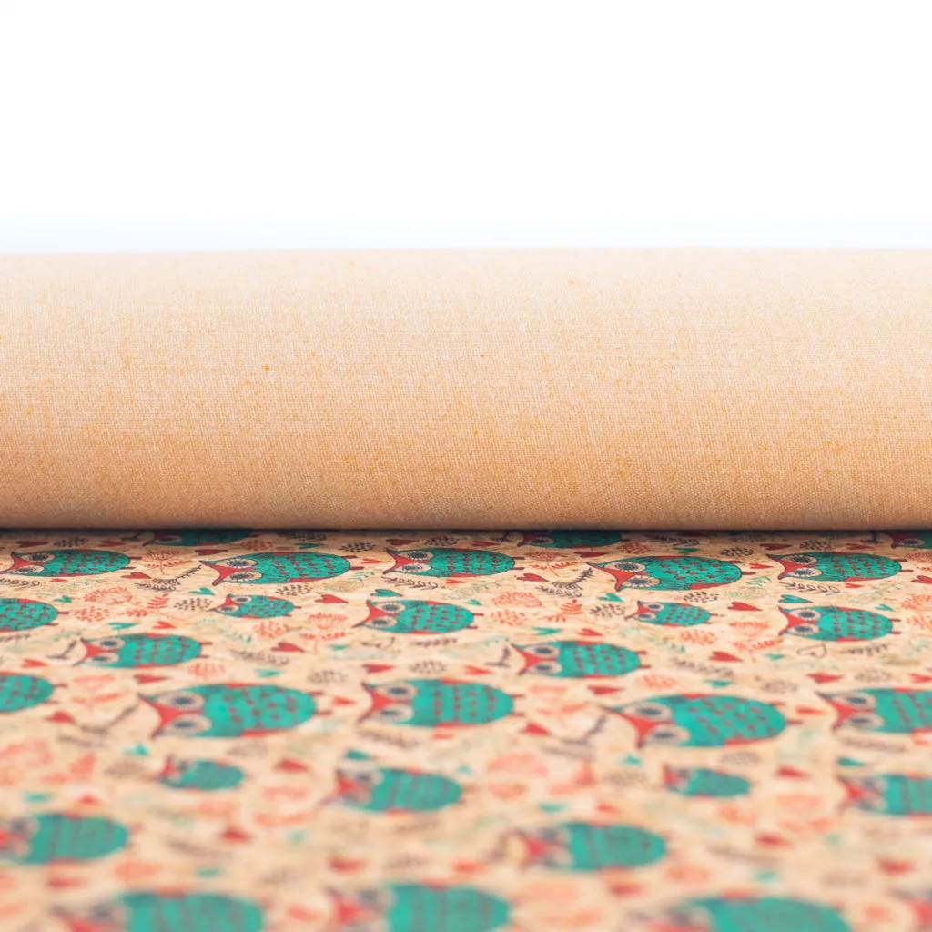 Owl pattern Cork Fabric COF-258-A