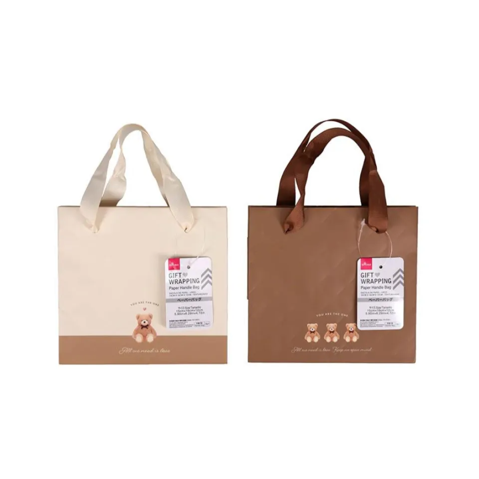 Paper Handle Bag Bear 15cm x 16cm x 12cm Embossed