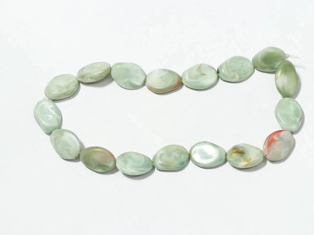 Pastel Green Designer Oval Plastic Beads - 25x18 mm