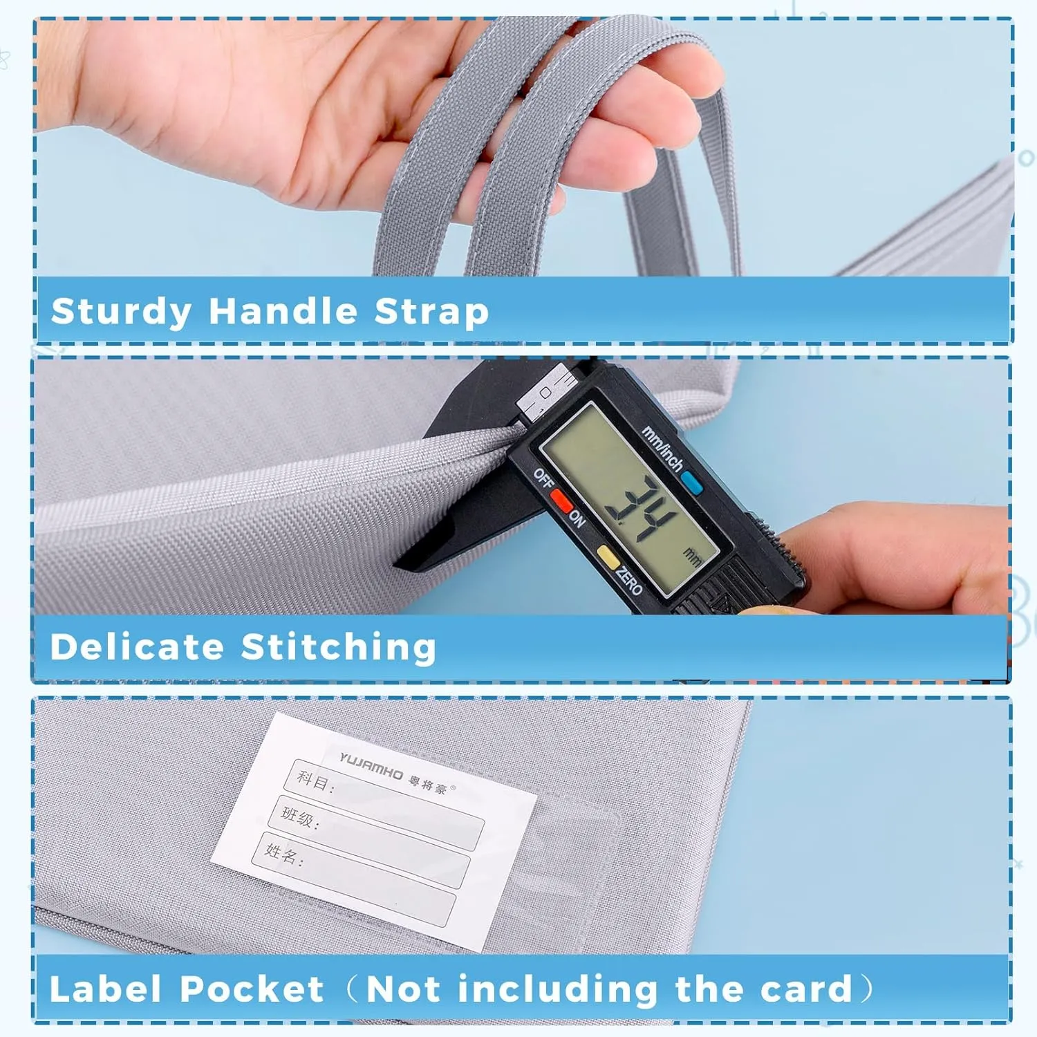 Pendancy Mesh Zipper Pouch A4 Size, Large Double Pocket Waterproof File Bag with Handle, 11x13.8 in Foldable Document Storage for Puzzle Project/Cross Stitch/Travel/OfficeAdvanced Gray