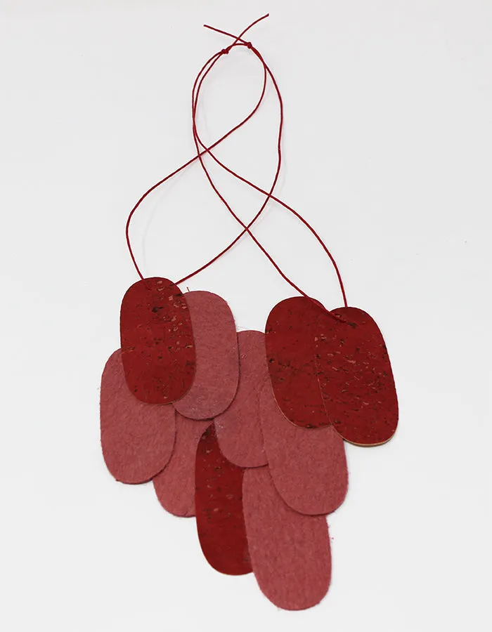 Pieces Assymmetrical M - Pink Pinatex & Red Cork