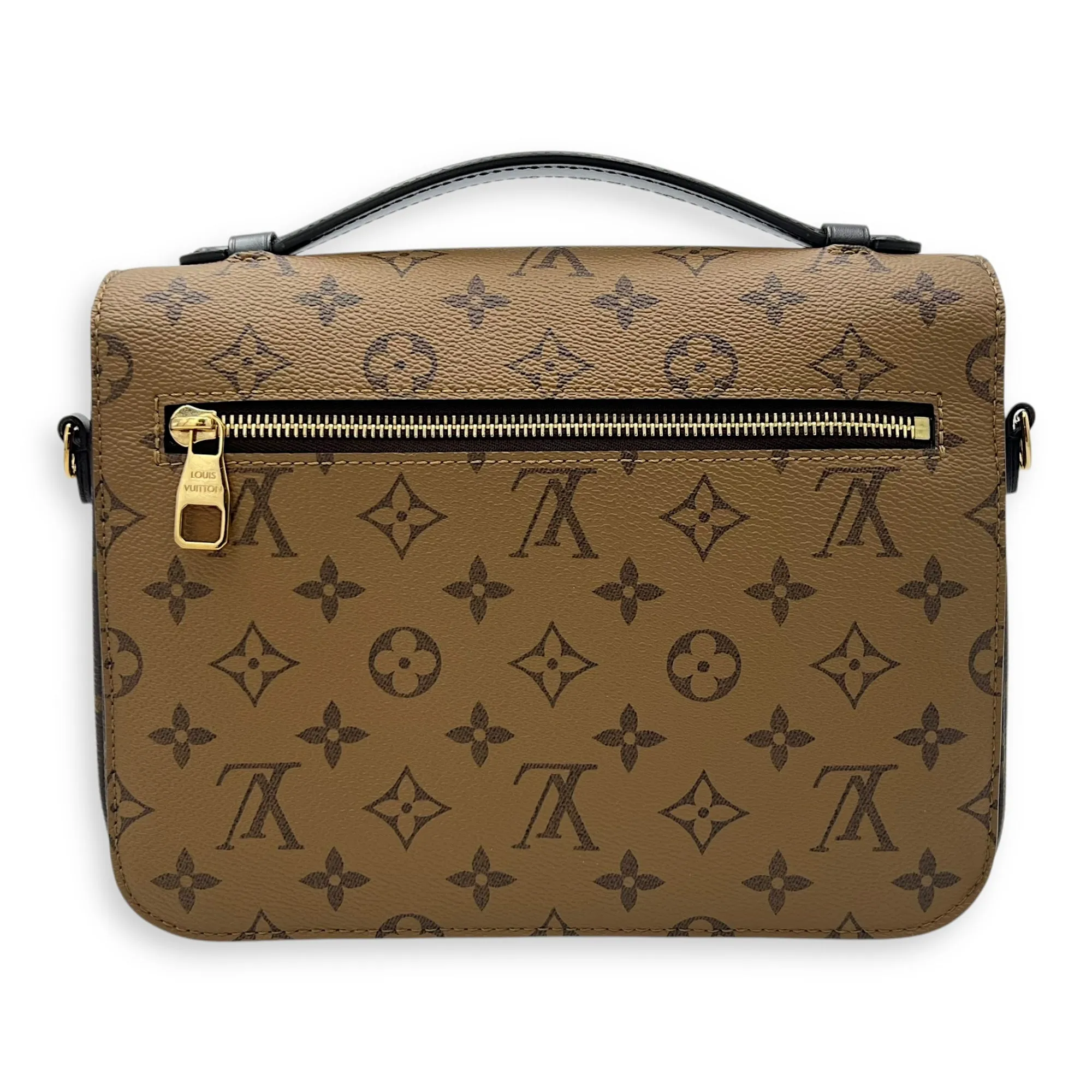 Pochette Metis Brown Crossbody Bag in Monogram Coated Canvas, Gold hardware