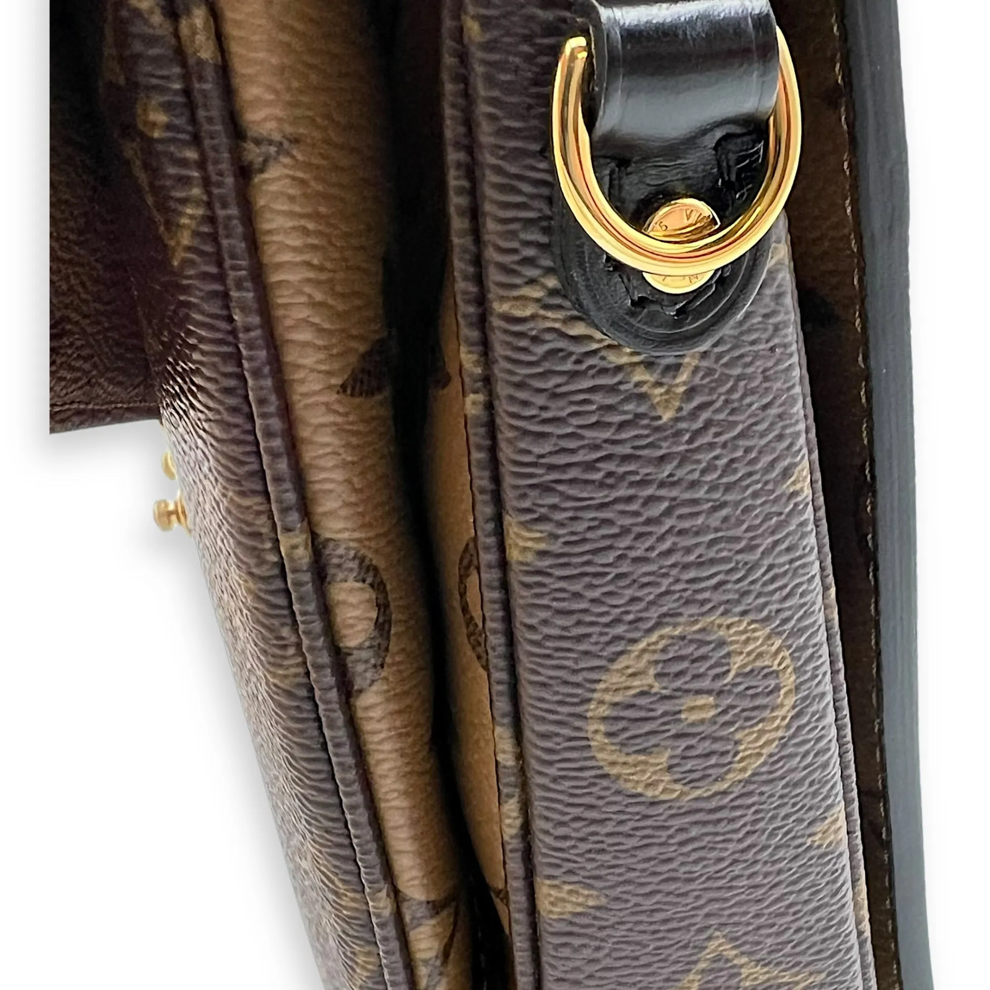 Pochette Metis Brown Crossbody Bag in Monogram Coated Canvas, Gold hardware