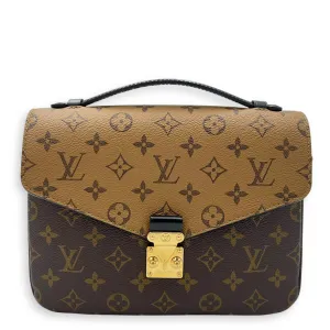 Pochette Metis Brown Crossbody Bag in Monogram Coated Canvas, Gold hardware