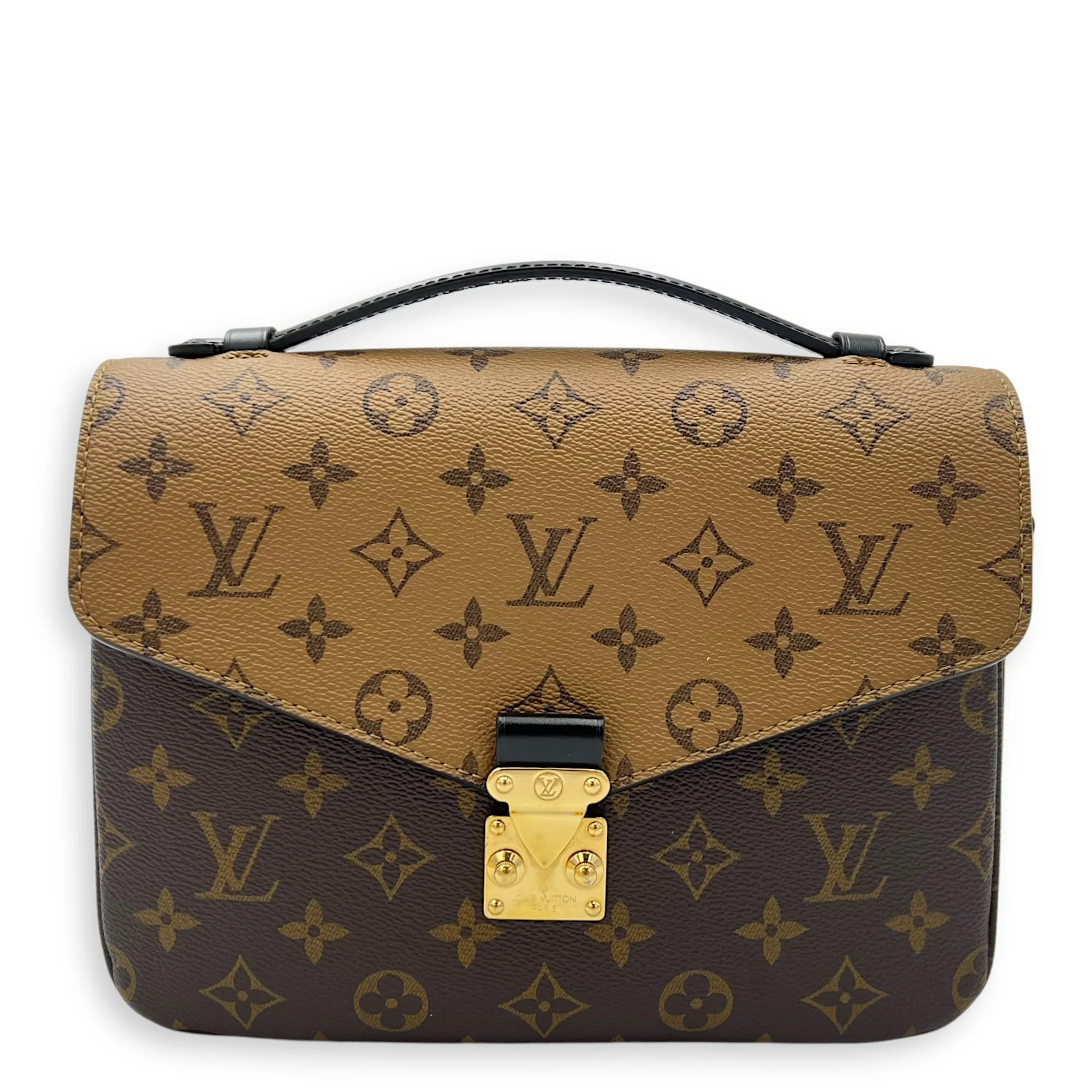 Pochette Metis Brown Crossbody Bag in Monogram Coated Canvas, Gold hardware