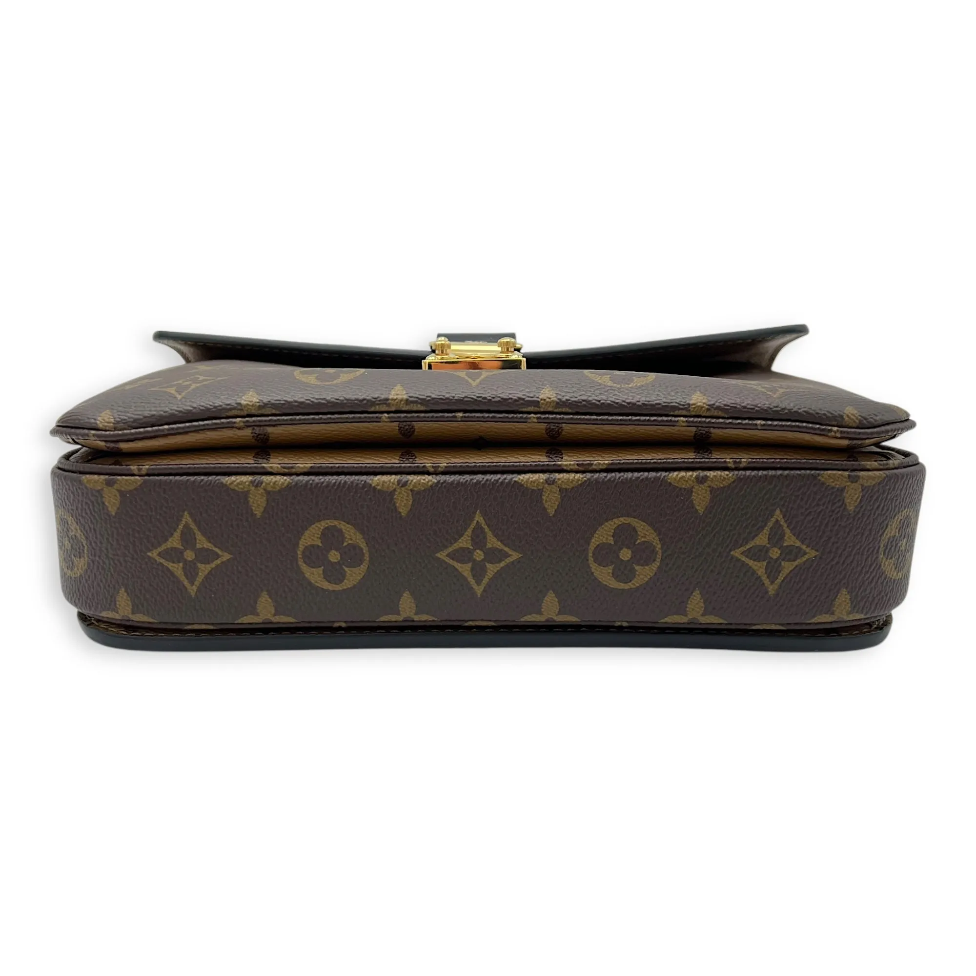 Pochette Metis Brown Crossbody Bag in Monogram Coated Canvas, Gold hardware
