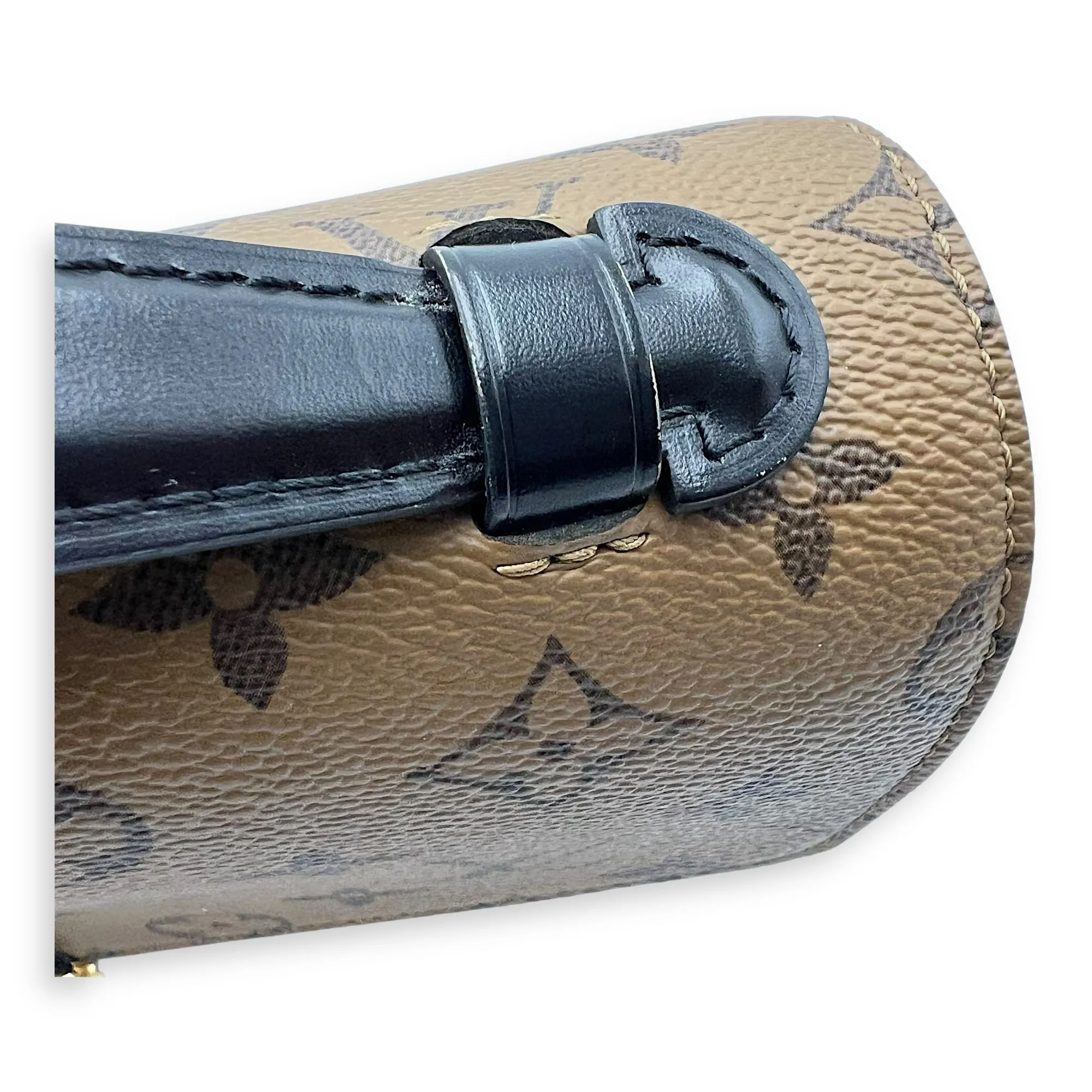 Pochette Metis Brown Crossbody Bag in Monogram Coated Canvas, Gold hardware