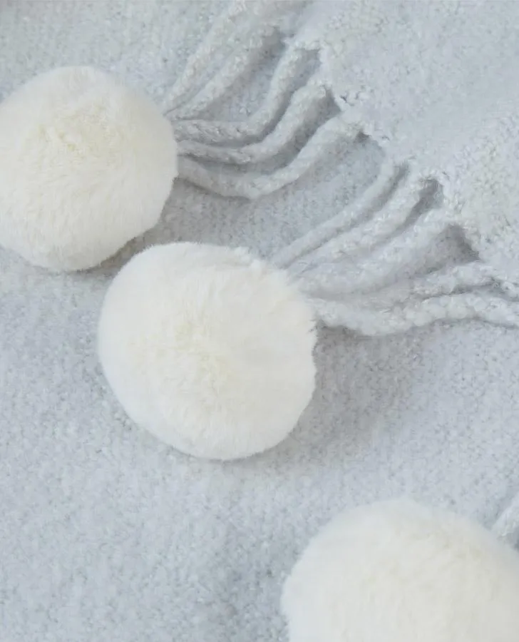 Pom Pom Steel Knitted Blanket