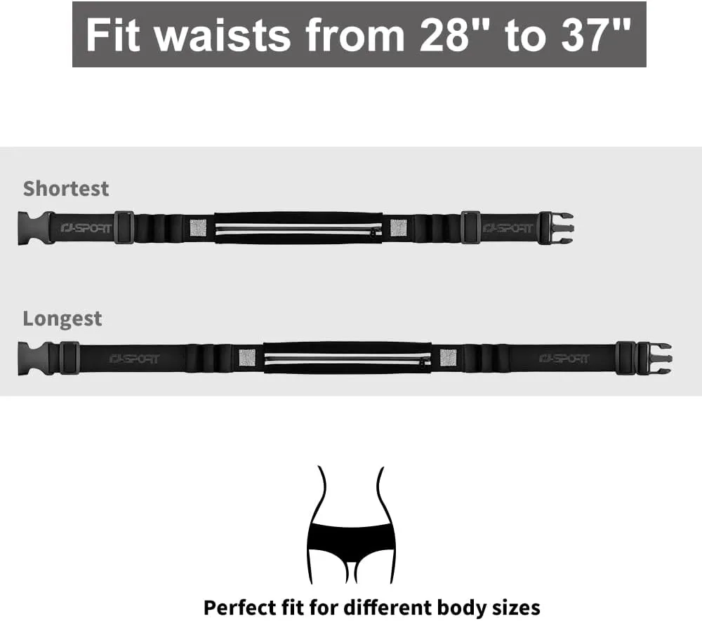 RJ-Sport Triathlon Belt with Pouch - Race Number Bib Holder with 6 Gel Loops, Ideal for Running, Cycling & Marathon (Blue)