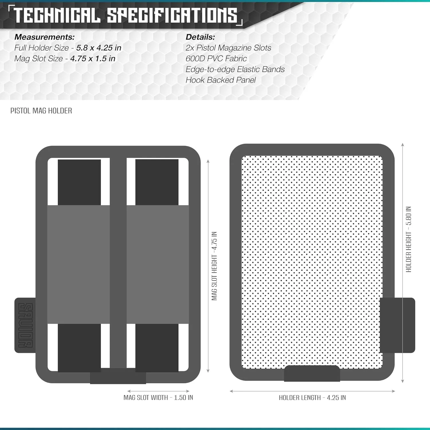 Savior Equipment Tactical Pistol Mag Pouch 9mm .40 45acp Open-Top Single & Double Stack Mag Holder Softshell Mags Storage Universal Magazine Carrier, Elastic Band to Hold Tight, Hook-Backed Panel