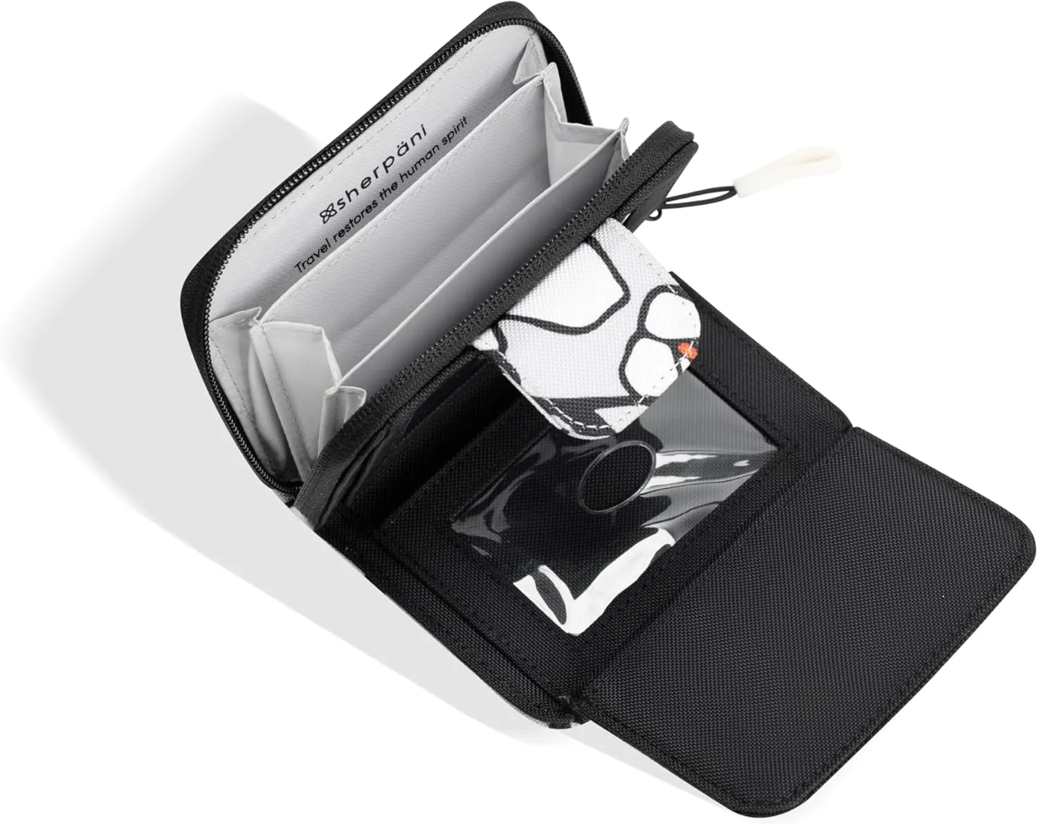 Sherpani Barcelona, Small Nylon Bifold Zipper Pocket Wallet for Women, Travel Bag, RFID Protection
