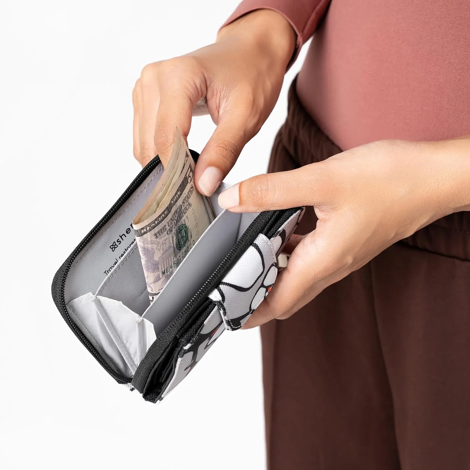 Sherpani Barcelona, Small Nylon Bifold Zipper Pocket Wallet for Women, Travel Bag, RFID Protection