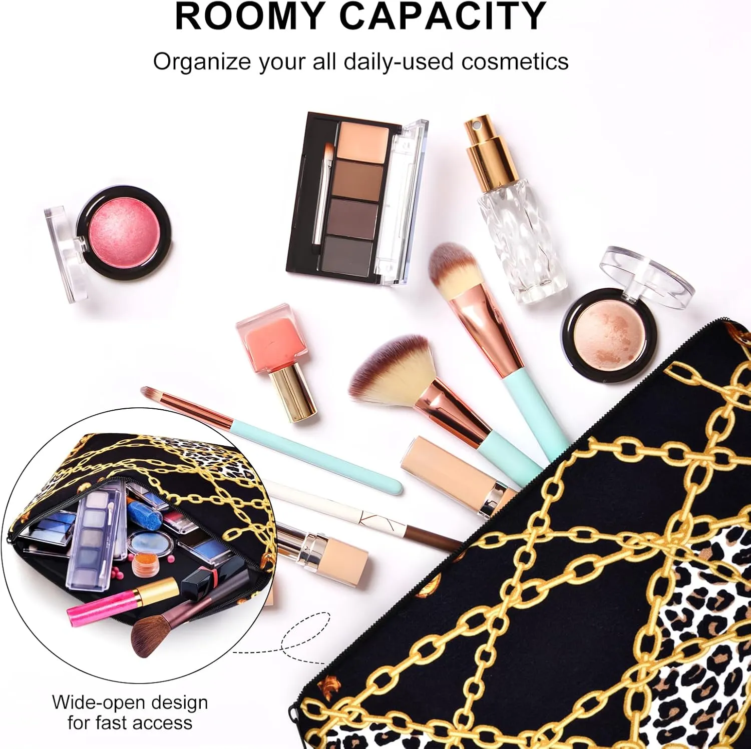 Small Travel Makeup Bag for Purse, Cute Cosmetic Bag for Women, Make Up Pouch, Makeup Brush Organizer Bags, Skincare Toiletry Bag, Pouches For Purse