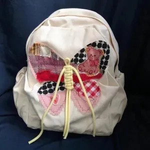 Sohiwoo Retro American Style Cute Bear Kawaii Butterfly Student Backpack Cute Large Capacity Canvas Travel Backpack Back To School