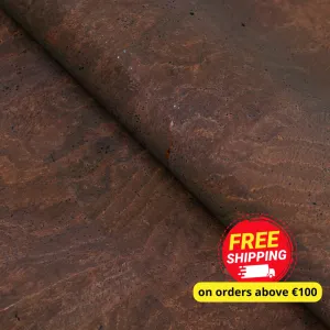 Solid Brown Cork Fabric with 0.89mm Thickness and Black Backing COF-535-A
