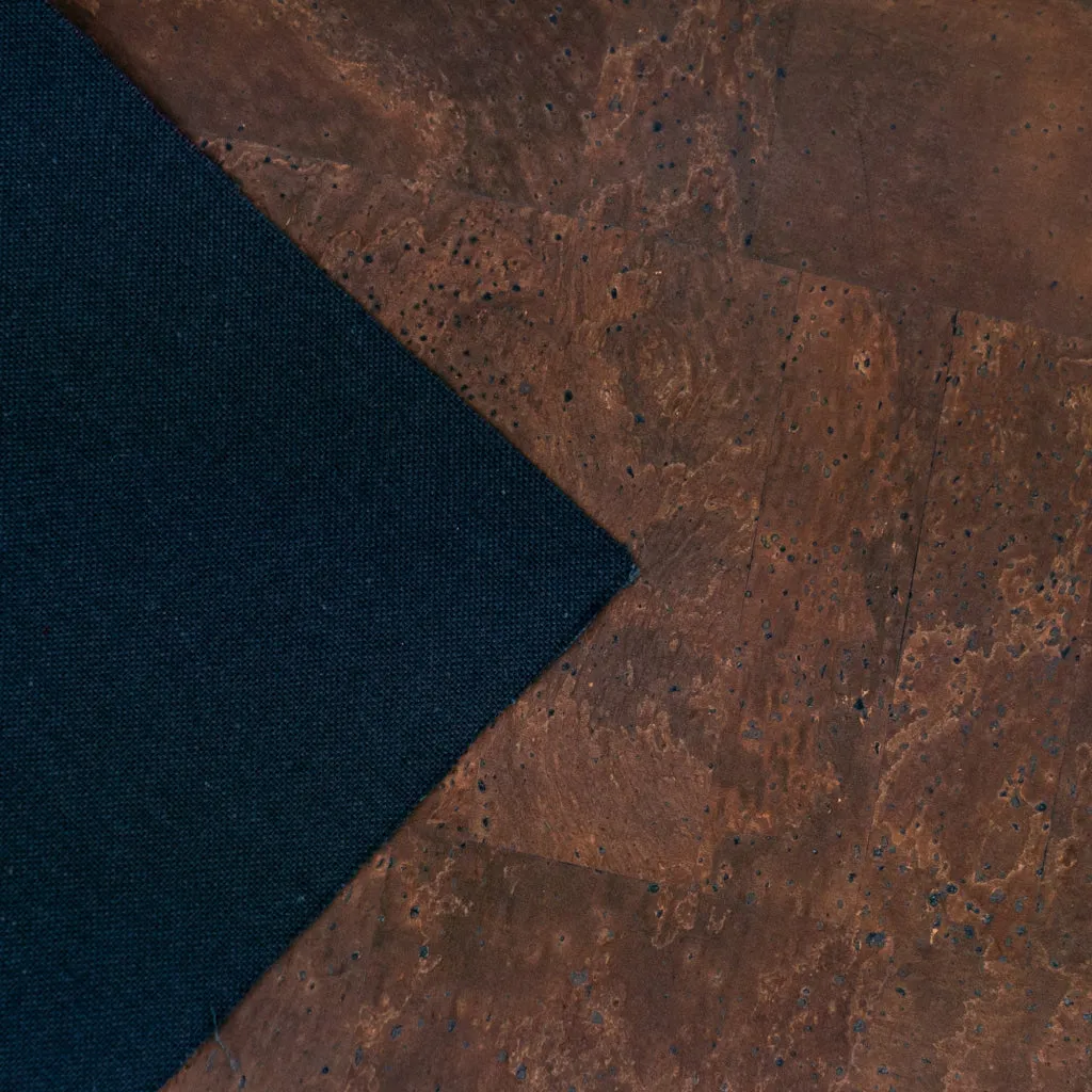 Solid Brown Cork Fabric with 0.89mm Thickness and Black Backing COF-535-A