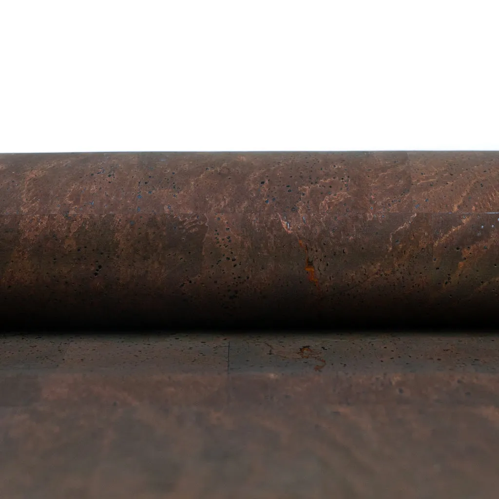 Solid Brown Cork Fabric with 0.89mm Thickness and Black Backing COF-535-A