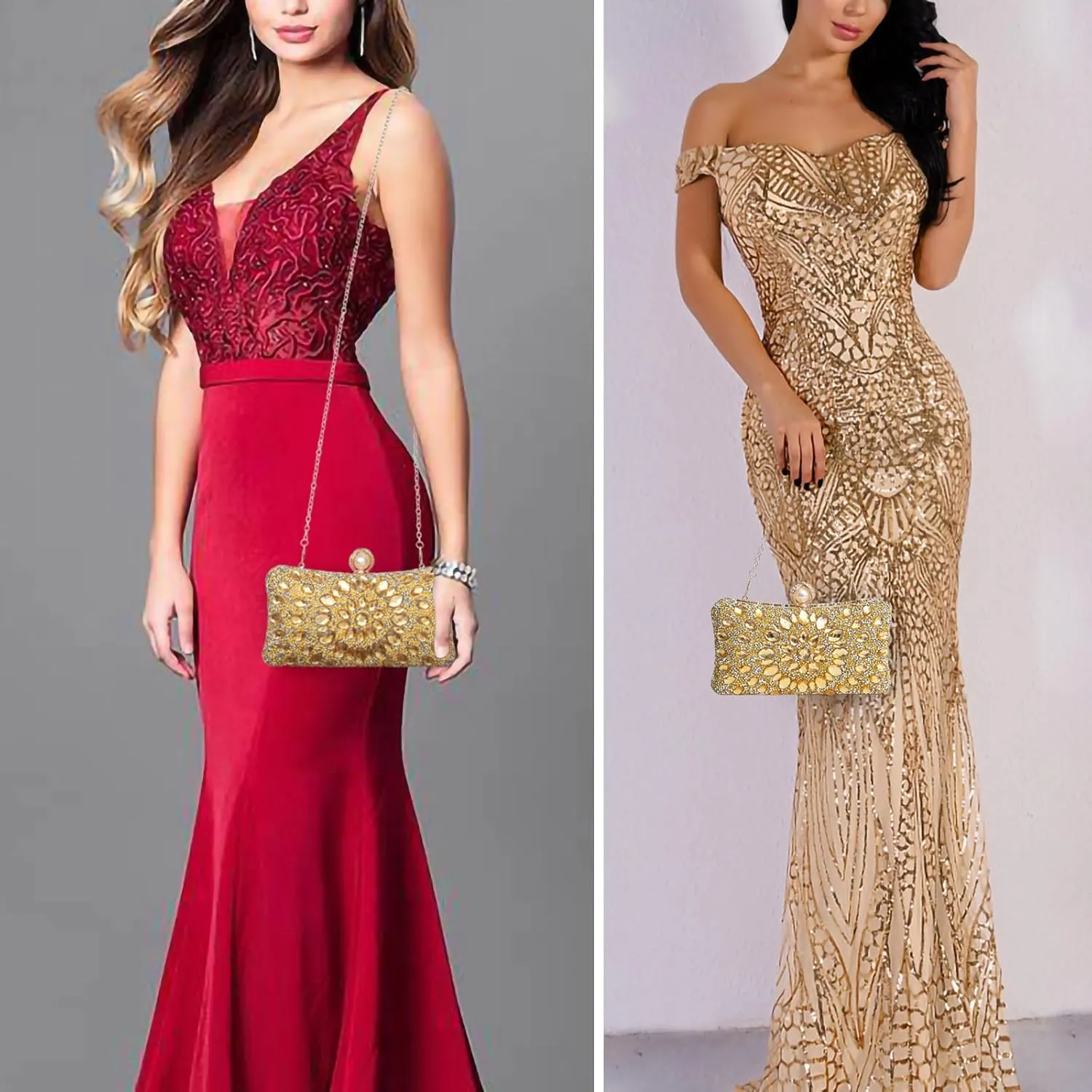 Sparkly Women's Evening Clutch Purses Rhinestone Bag Luxury Handbags For Weddings Formal Prom Party