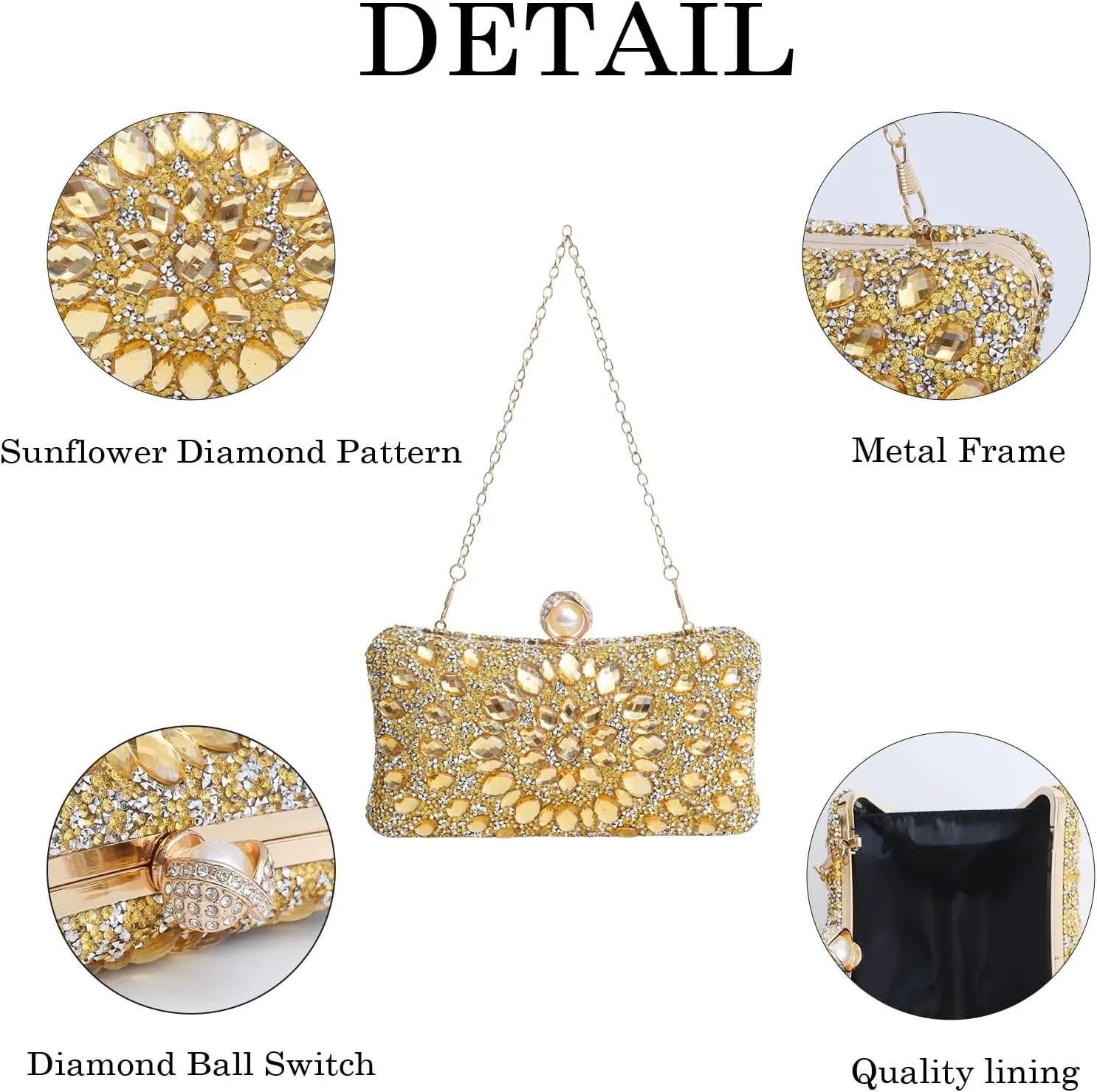 Sparkly Women's Evening Clutch Purses Rhinestone Bag Luxury Handbags For Weddings Formal Prom Party