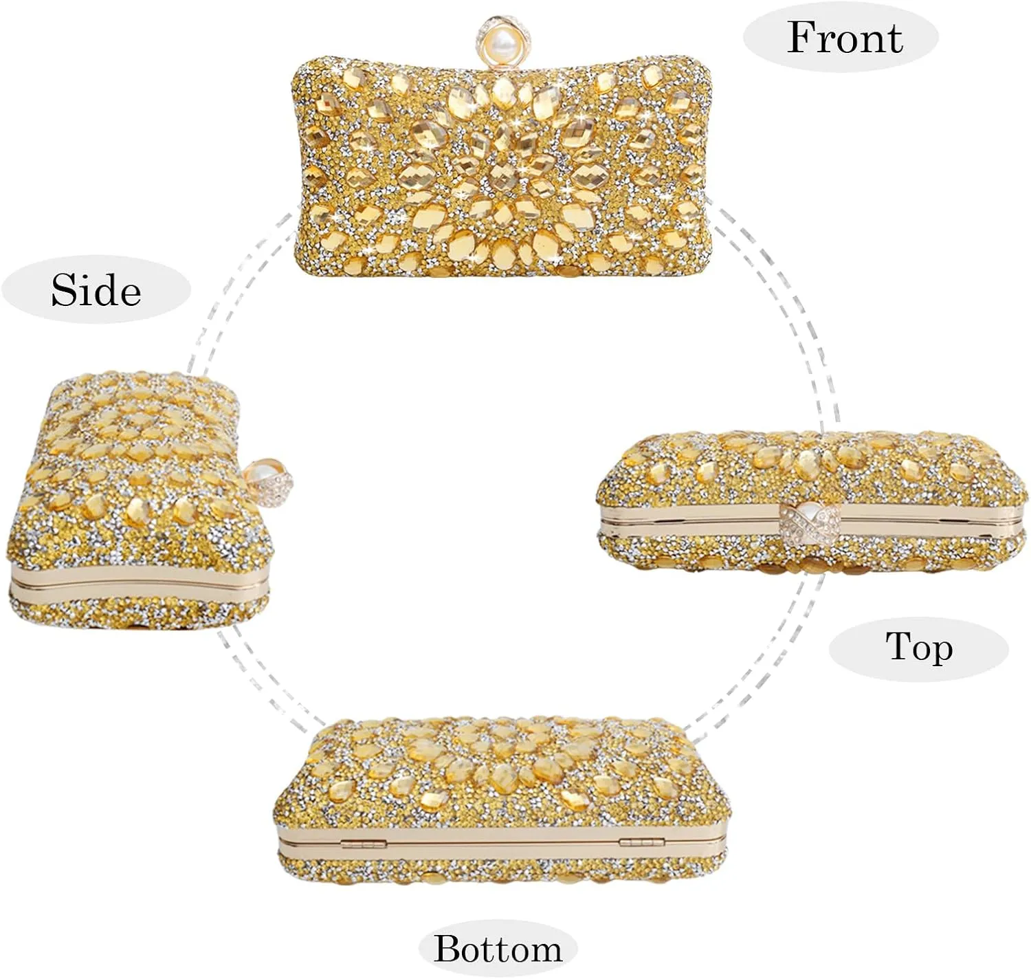 Sparkly Women's Evening Clutch Purses Rhinestone Bag Luxury Handbags For Weddings Formal Prom Party