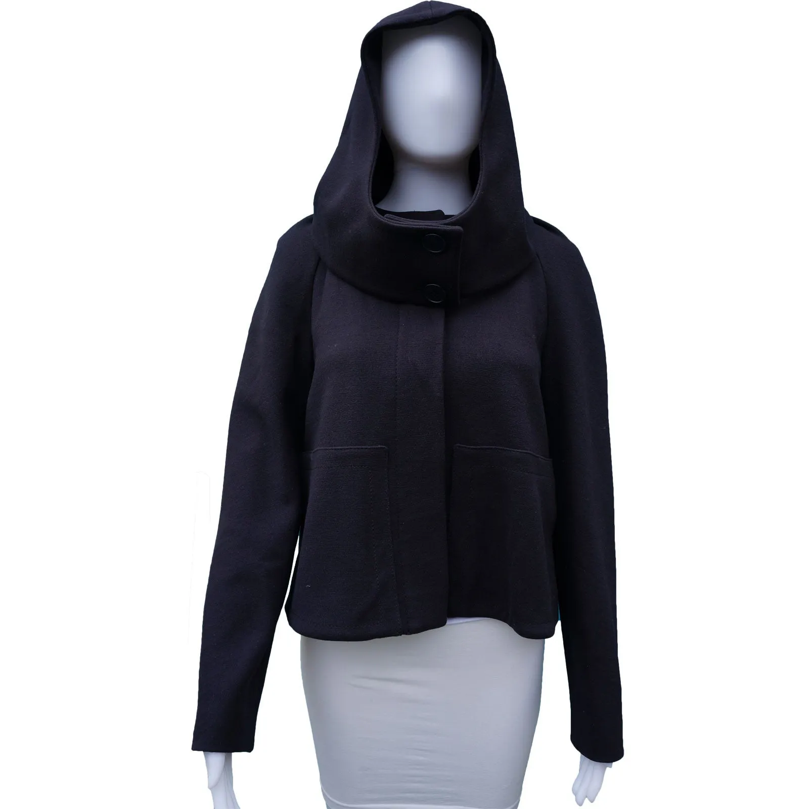 STELLA MCCARTNEY NAVY HOODED CROPPED SWING JACKET