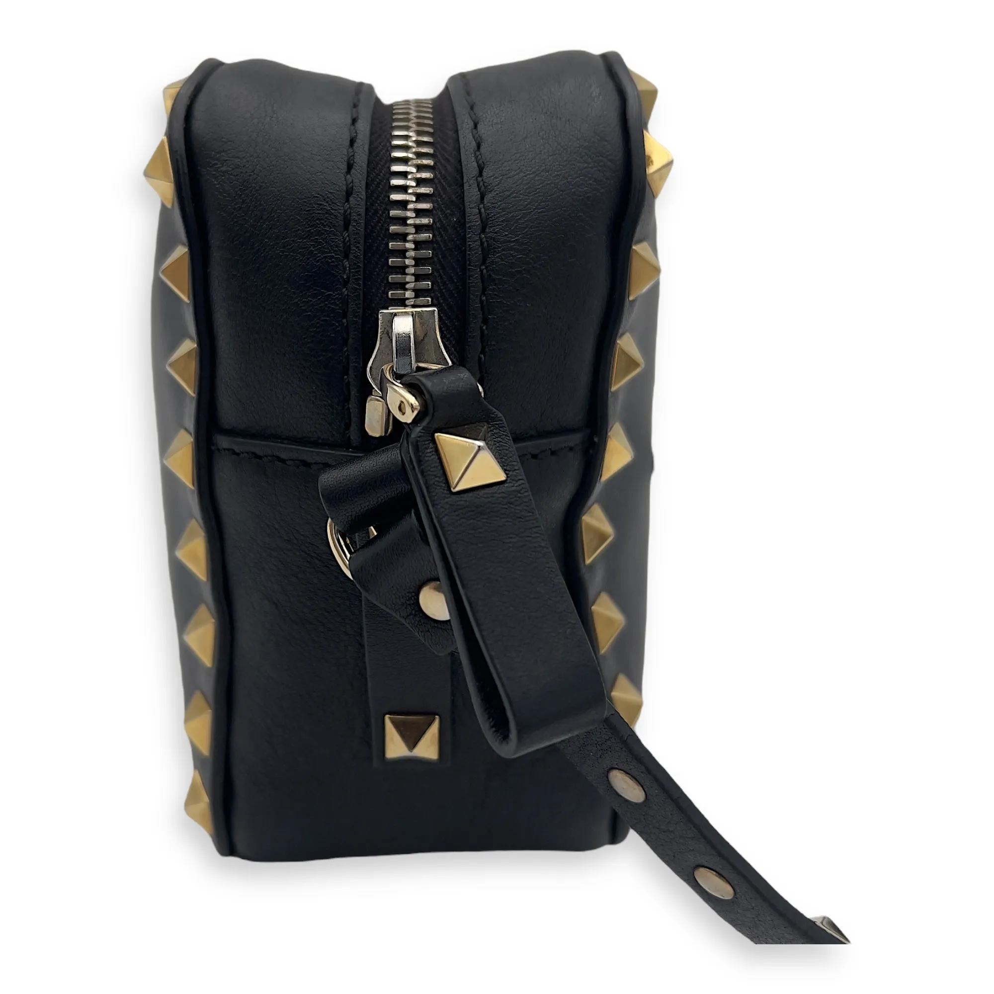 Studs Crossbody Bag Black in Calfskin, Gold hardware