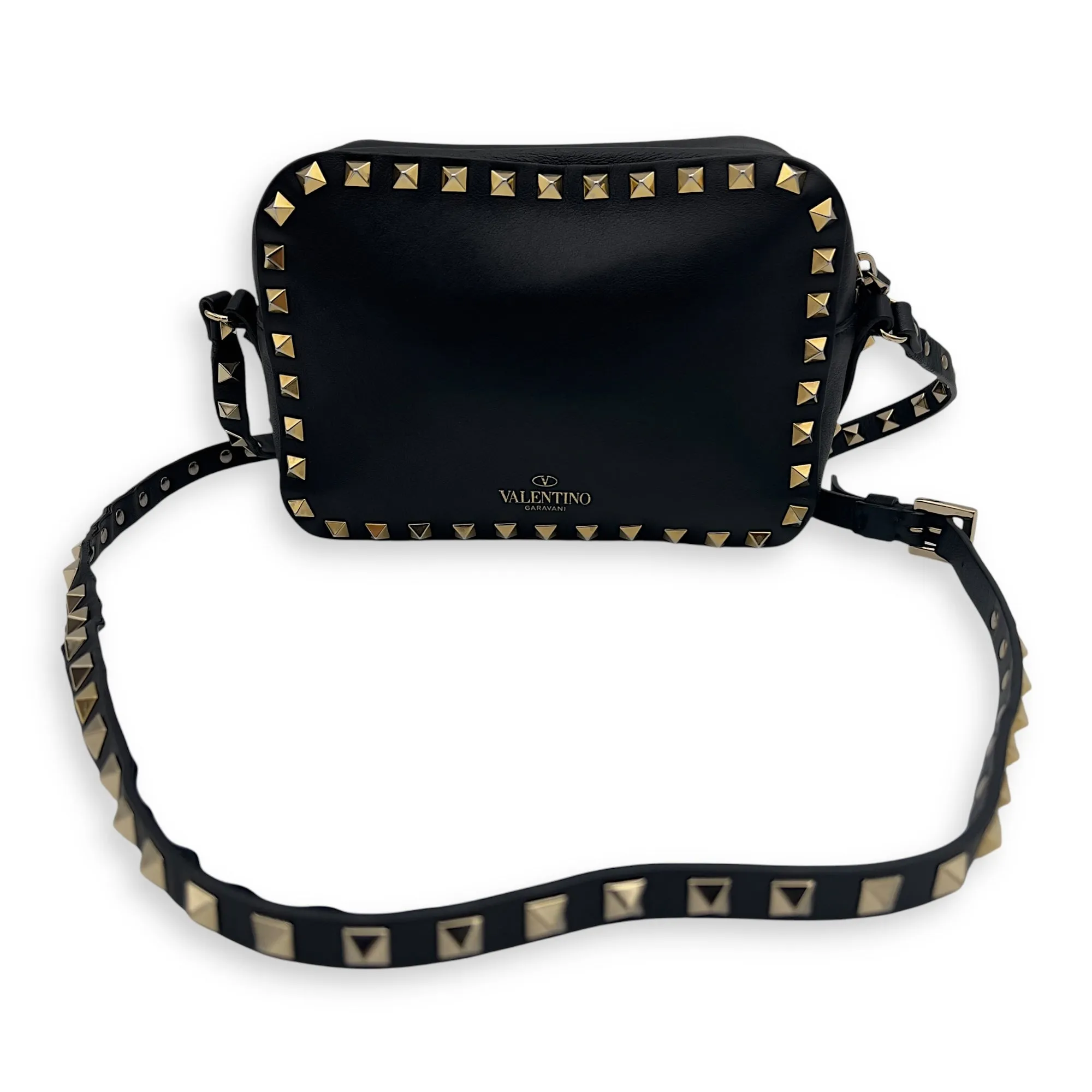 Studs Crossbody Bag Black in Calfskin, Gold hardware