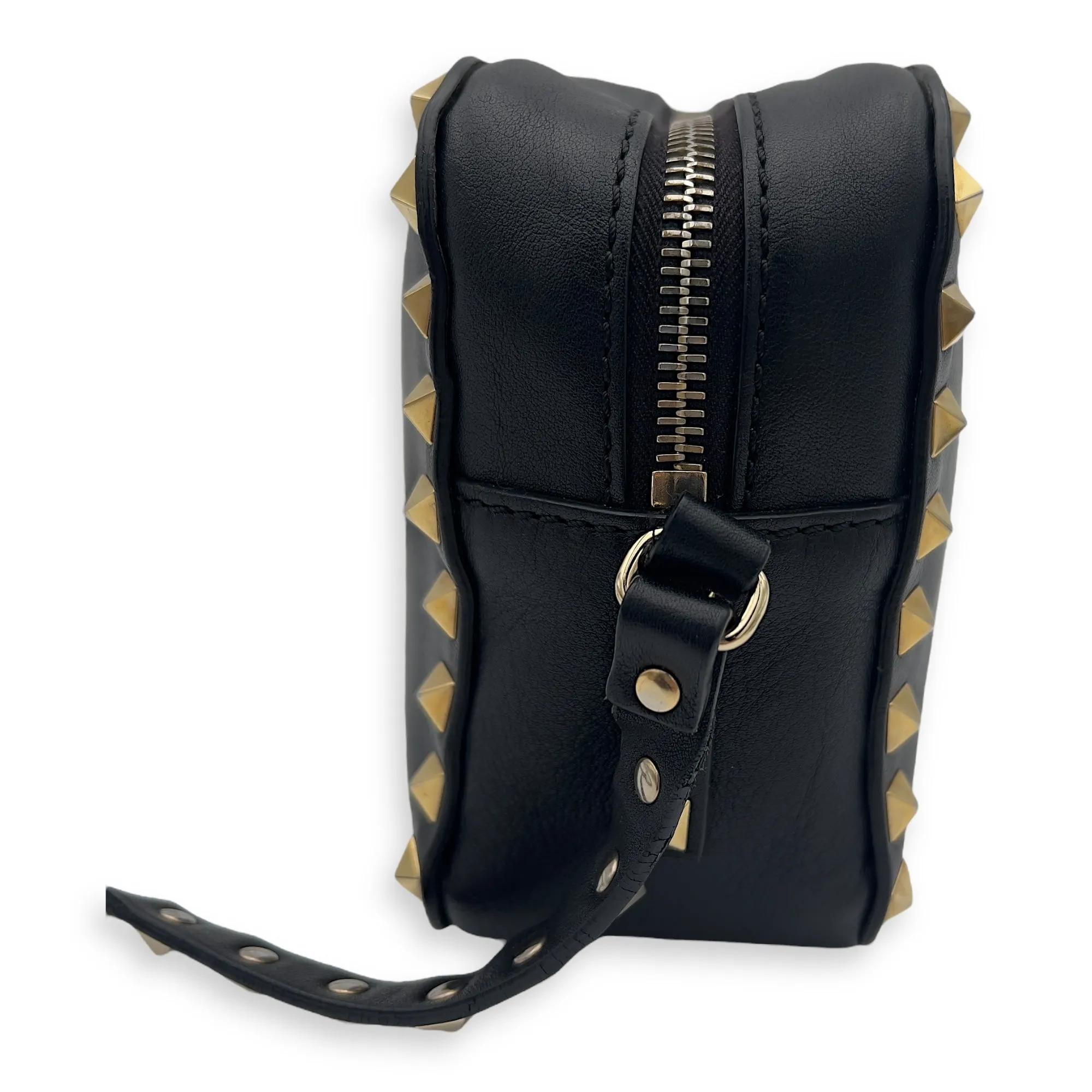 Studs Crossbody Bag Black in Calfskin, Gold hardware