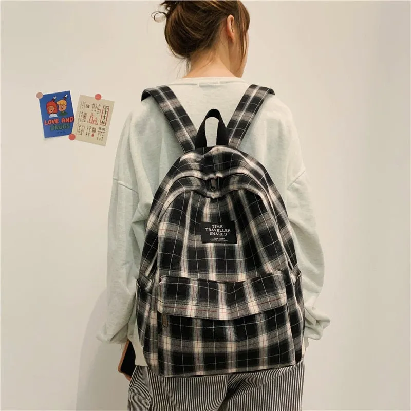 Teenage Ladies Large Capacity Fashion Waterproof Canvas Backpacks