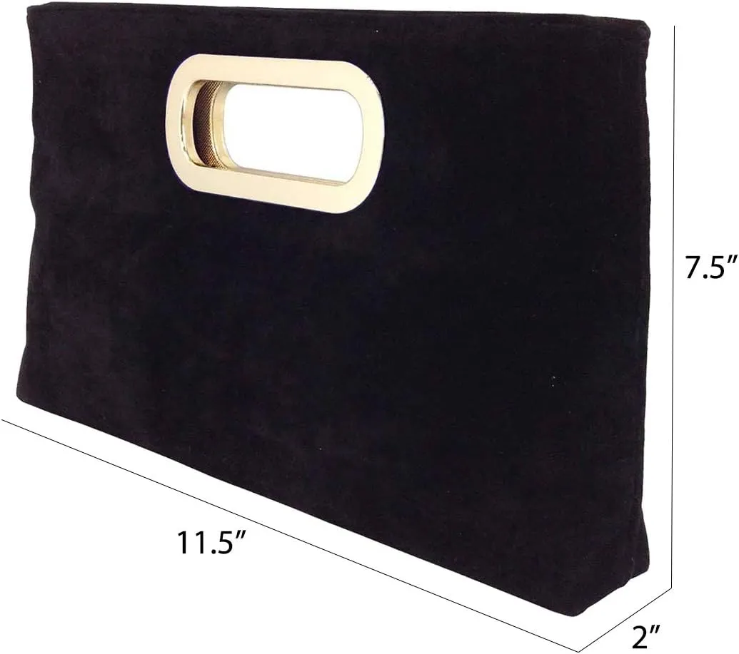 Top Handle Faux Suede Clutch
