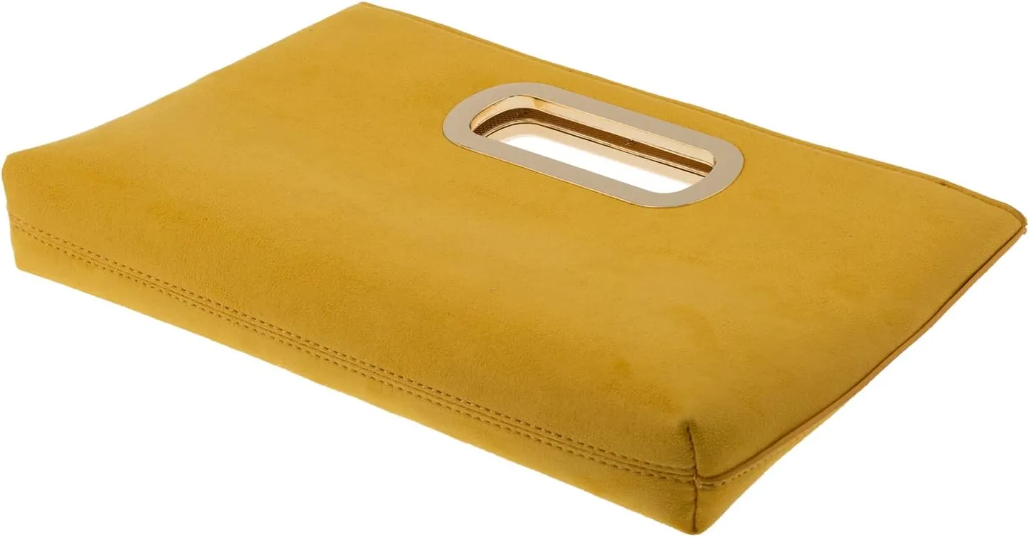 Top Handle Faux Suede Clutch