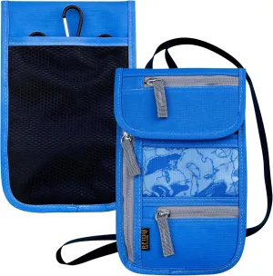 Travel Neck Wallet, RFID Blocking Passport Holder with Adjustable Neck Strap for Men and Women to Keep Cash, Credit Cards and Travel Documents Safe - Navy Blue