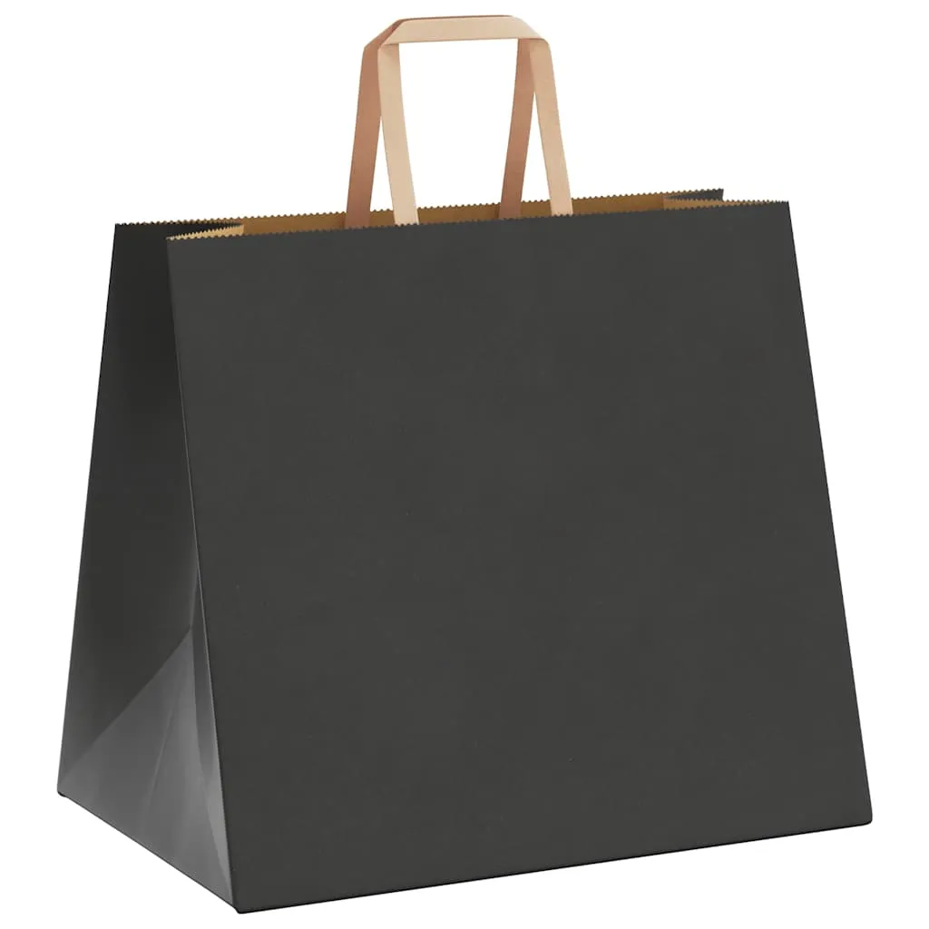vidaXL Paper Bags 250 pcs with Handles Black 32x22x28 cm