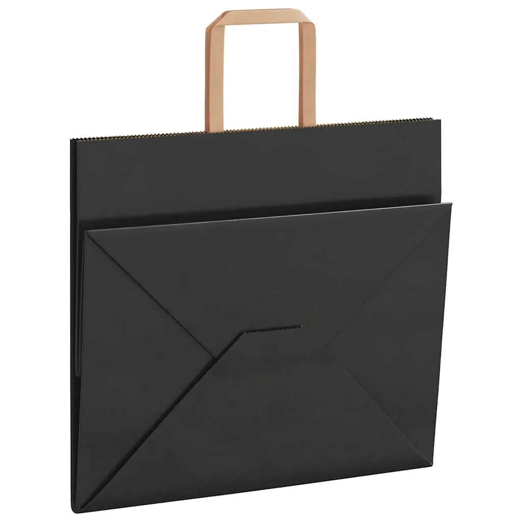 vidaXL Paper Bags 250 pcs with Handles Black 32x22x28 cm