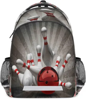 Vintage Bowling Ball School Backpack for Girl Boy Teen Sport Bowl Student Bookbag for Elementary Primary Junior School Bags College Travel Daypack Laptop Backpack for Men Women