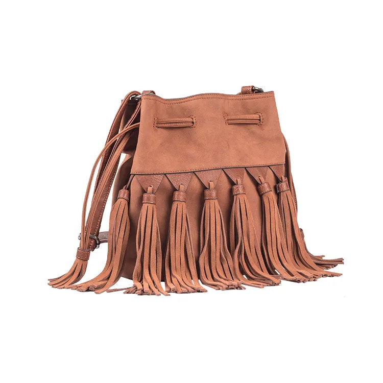 Womens Western Crossbody Bucket Purse With Fringe Boho Purses for Women